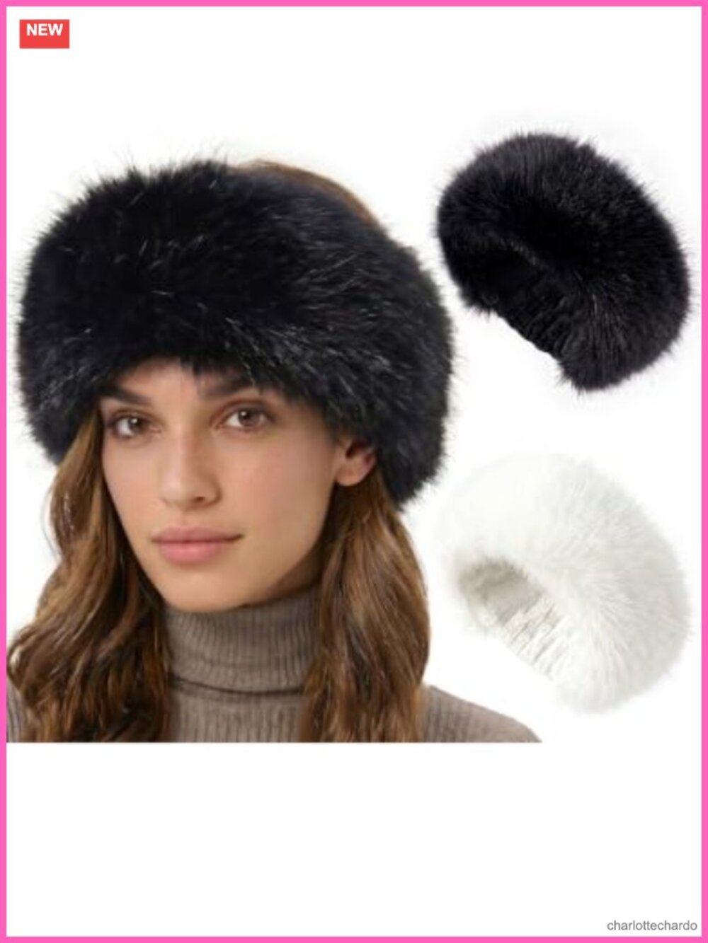 Faux Fur Winter Headbands 2-Pack Elastic Earmuffs Ear Warmers Women